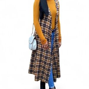 Urban Outfitters Plaid Cardigan in Brown and Tan
